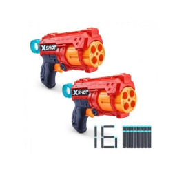 X-Shot Red Швидкострільний бластер EXCEL FURY 4 2 PK (3 банки, 16 патронів), 36329R X-Shot Red Швидкострільний бластер EXCEL FURY 4 2 PK (3 банки, 16 патронів), 36329R