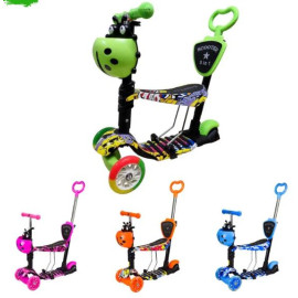 Самокат дитячий 4-х коліс. SC20482 5 в 1, mix 5 кольорів, колеса PU зі світлом