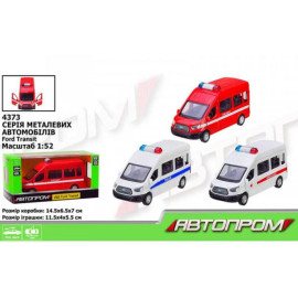 Машина мет. АВТОПРОМ арт. 4373 1:52 Ford Transit Police car, відкр. двері,короб. 14,5*6,5*7см
