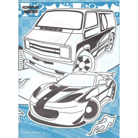 Розмальовка з завданнями  114 наліпок А4: Гонки (у)