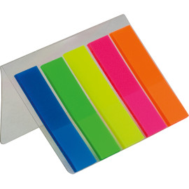 Закладки пласт. з клейким шаром NEON 45x12мм, 5х25арк., асорті