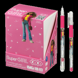 Ручка гелева пиши-стирай SUPER GIRL з гумовим грипом, 0,5 мм, синя