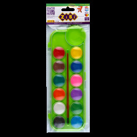 Фарби аквар. 12 кол.,  пласт./кор., з пензлем., салатовий, KIDS Line