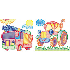 Книга "Водяні розмальовки з кольоровим контуром. Великі машини"