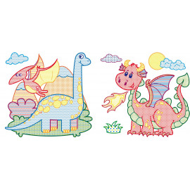 Книга "Водяні розмальовки з кольоровим контуром. Динозаврики та дракончики"