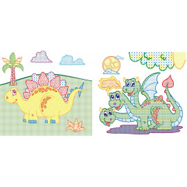 Книга "Водяні розмальовки з кольоровим контуром. Динозаврики та дракончики"