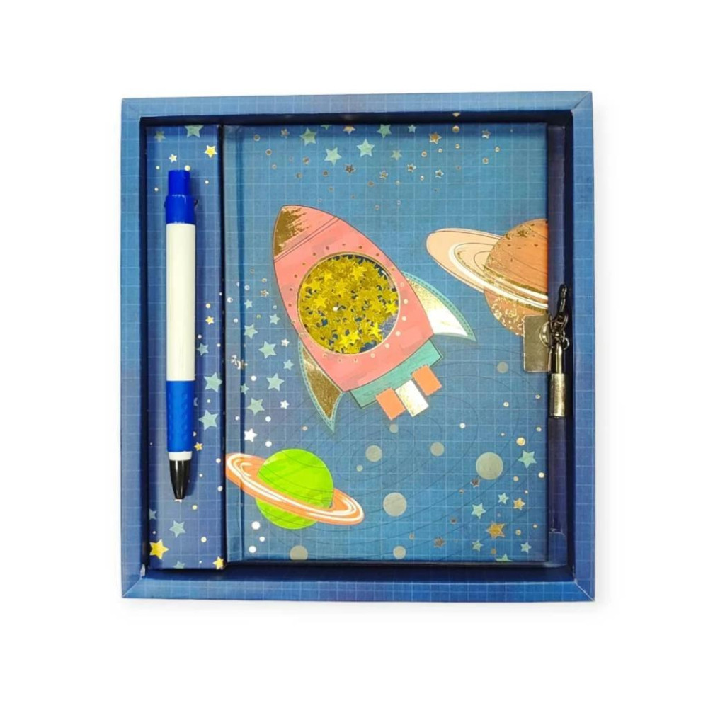 Блокнот на замочку з ручкою 190x200x25mm, 70g, 56 л, Космос