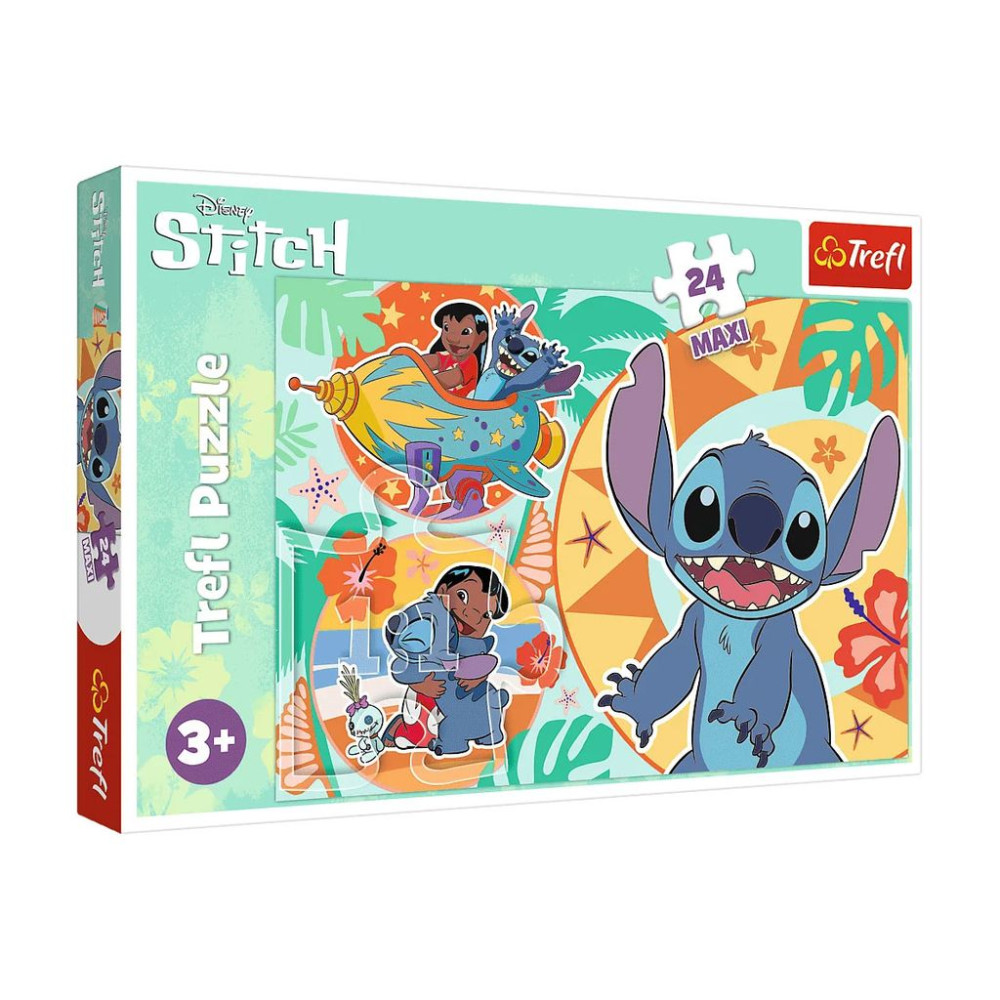 Пазли - (24 елм. МАХІ) - Lilo&Stitch Щасливий день / Trefl