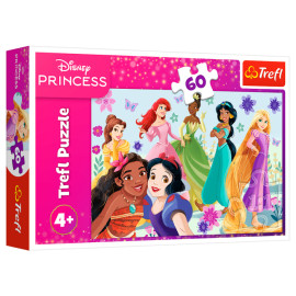 Пазли - (60 елм.) - Disney Princess Принцеси в дії / Trefl