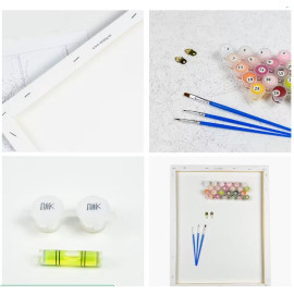 Набір для розпису по номерах Космічний носоріг Strateg розміром 30х30 см (ES159)