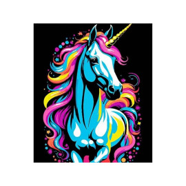 Набір для розпису по номерах Казковий єдиноріг Strateg на чорному фоні розміром 30х40 см (FH-15)