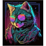 Набір для розпису по номерах Крутий кіт у сонцезахисних окулярах Strateg на чорному фоні розміром 40х40 см (AV4040-7)