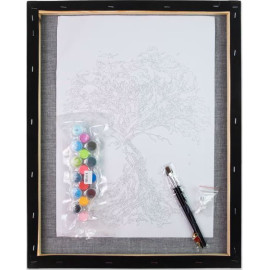 Набір для розпису по номерах Яскравий тигр у квітах Strateg на чорному фоні розміром 40х40 см (AV4040-8)