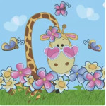 Набір для розпису по номерах  Жирафик у квітах Strateg розміром 30х30 см (ES048)