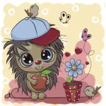 Набір для розпису по номерах  Їжачок в кепочці Strateg розміром 30х30 см (ES076)