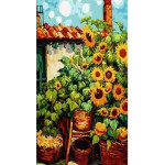Набір для розпису по номерах Соняхи біля дому Strateg розміром 50х25 см (WW154)