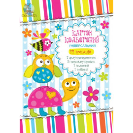 Універсальний кольоровий картон А4 (14) в картоній папці (7кол. флюр. + 1зол.+1ср.+5 перл.), 1/20