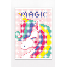 Картина по номерам з наліпками в тубусі "Єдиноріг", 33х48см, 1200 стікерів.