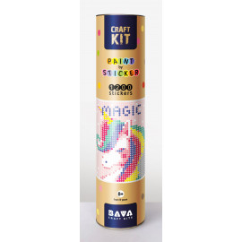 Картина по номерам з наліпками в тубусі "Єдиноріг", 33х48см, 1200 стікерів.