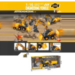 Спецтехніка WD 101 D довжина - 40 см, інерція, масштаб 1:16, гумові шини, підсвічування, звуки, на батарейках, платформа обертається, причіп, механічний ківш