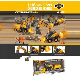 Спецтехніка WD 101 D довжина - 40 см, інерція, масштаб 1:16, гумові шини, підсвічування, звуки, на батарейках, платформа обертається, причіп, механічний ківш