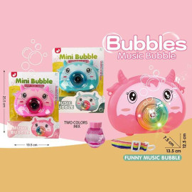 Установка з мильними бульбашками 335, камера, музика, на батарейках, підсвічування, пляшечка з мильними бульбашками, автоматичний принцип, ремінець, на листі