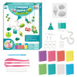 Набір полімерної глини, 8 кольорів глини, форми, фурнітура, ланцюжок, еластичний шнур