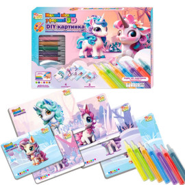 Малюй піском 44074, 6 карток, 6 кольорів піску, щітка, в коробці