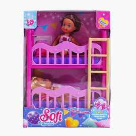 Лялька Sofi 53640 Піжамна вечірка, 2 ляльки, двоповерхове ліжко, висота ляльяки 11 см