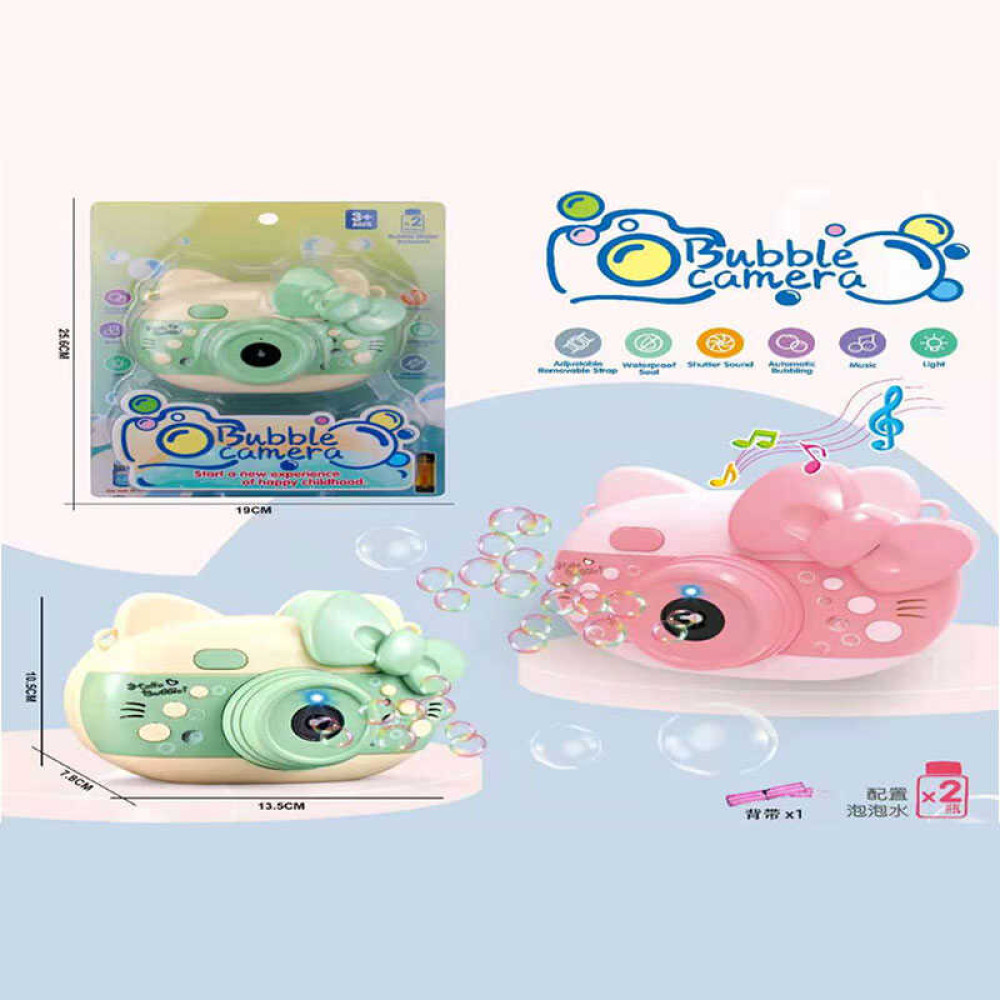 Камера з мильними бульбашками, мелодії, 2 пляшечки з мильними бульбашками, ремінець