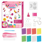 Набір полімерної глини, 8 кольорів глини, форми, фурнітура, ланцюжок, еластичний шнур