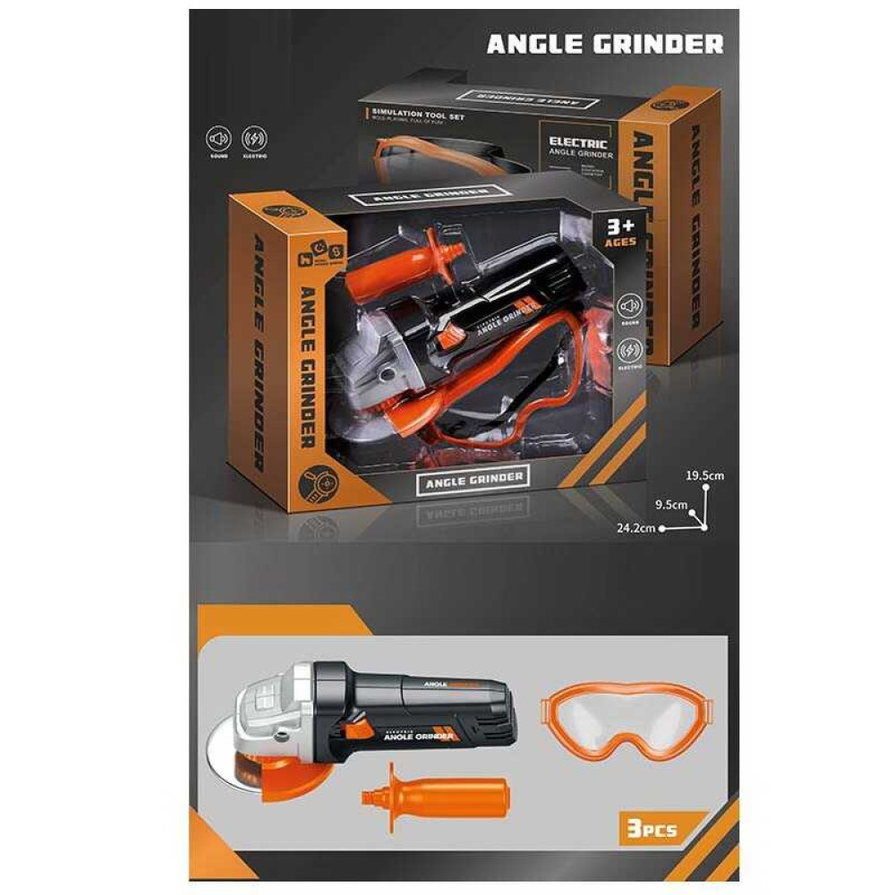 Набір інструментів 778-3 кутова шліф машинка, звук, окуляри, на батарейках, в коробці
