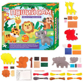 Поший сам 89447, “Тварини джунглів”, 6 фігурок, шаблони з фетру, нитки, пластикові голки, наповнювач