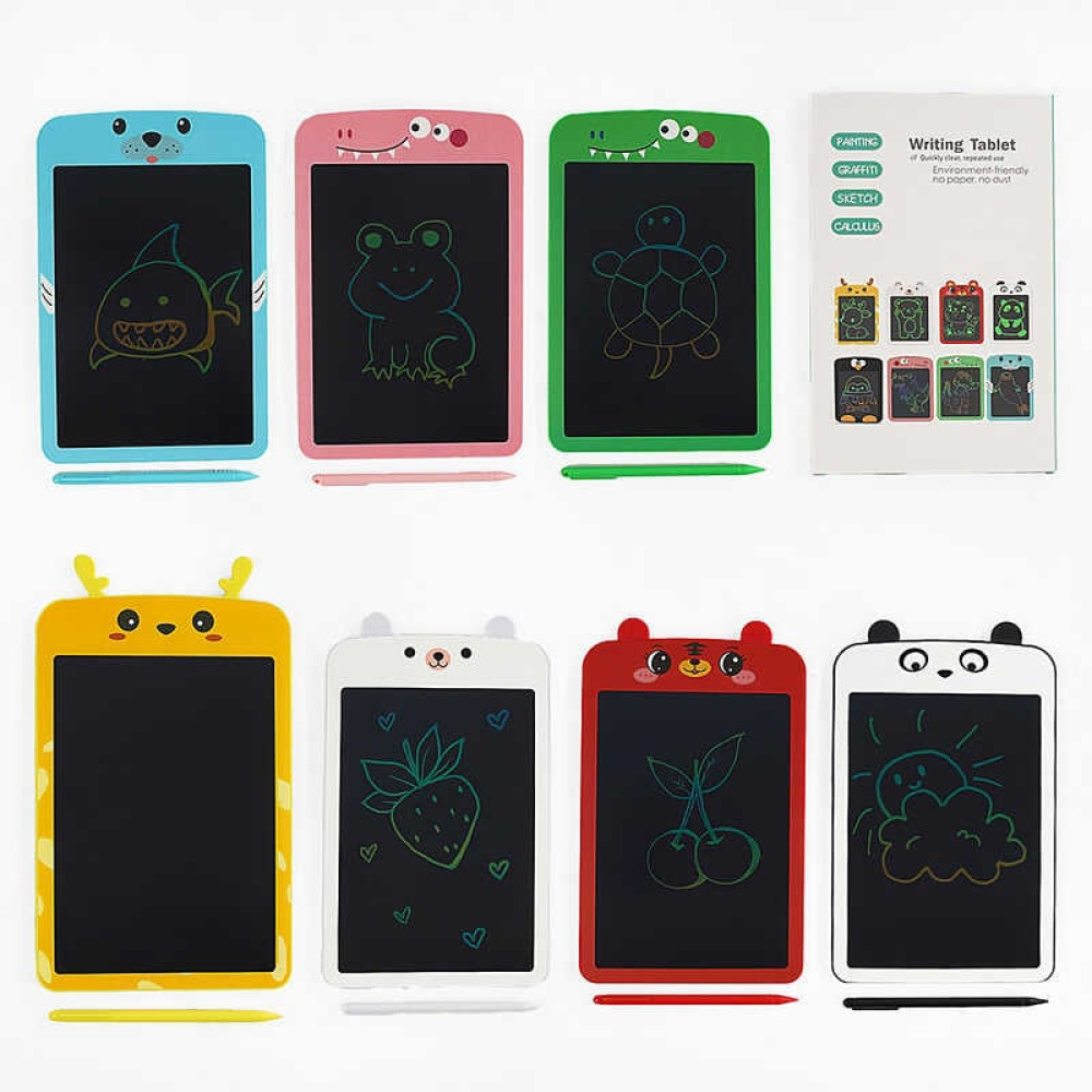 Планшет для малювання C 68203 “Тваринка”, LCD дисплей, стилус, кольоровий екран 12.5х17.5 см