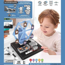 Конструктор електронний DL 0103 колесо огляду з мішенями обертається, механічний пістолет, шестерні