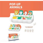 Розвивальна гра E 009-1 A 4 комірки із захованими звірятами, 4 кнопки, в коробці