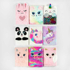 Блокнот M 15017, хутряна обкладинка,тваринка, у лінійку