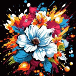 Набір для розпису по номерах Квітковий вибух Strateg на чорному фоні розміром 40х40 см (AV4040-40)