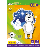 Картон білий крейдований двосторонній, А4, 10 аркушів, 180 г/м2, KIDS Line Картон білий крейдований двосторонній, А4, 10 аркушів, 180 г/м2, KIDS Line