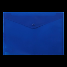 Папка-конверт А4 на кнопці, напівпрозора, синій