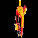 Циркуль пластиковий зі шкалою в блістері, червоно-помаранчевий