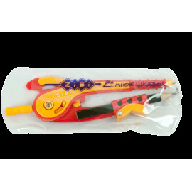 Циркуль пластиковий зі шкалою в блістері, червоно-помаранчевий