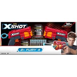 X-Shot Red Швидкострільний бластер EXCEL FURY 4 2 PK (3 банки, 16 патронів), 36329R