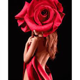 Набір для розпису по номерах Дівчина-троянда Strateg розміром 40х50 см (GS1065)